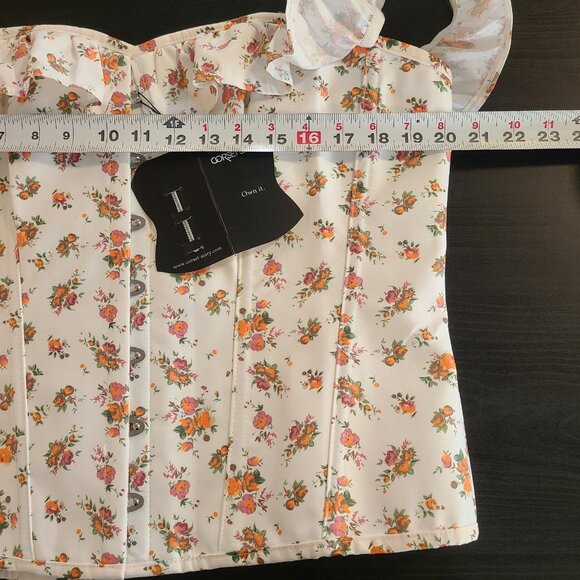 Corset Story Bustier Top Foral Hook Front Tie Back UK 24 US 20 NEW Coquette - Picture 3 of 11